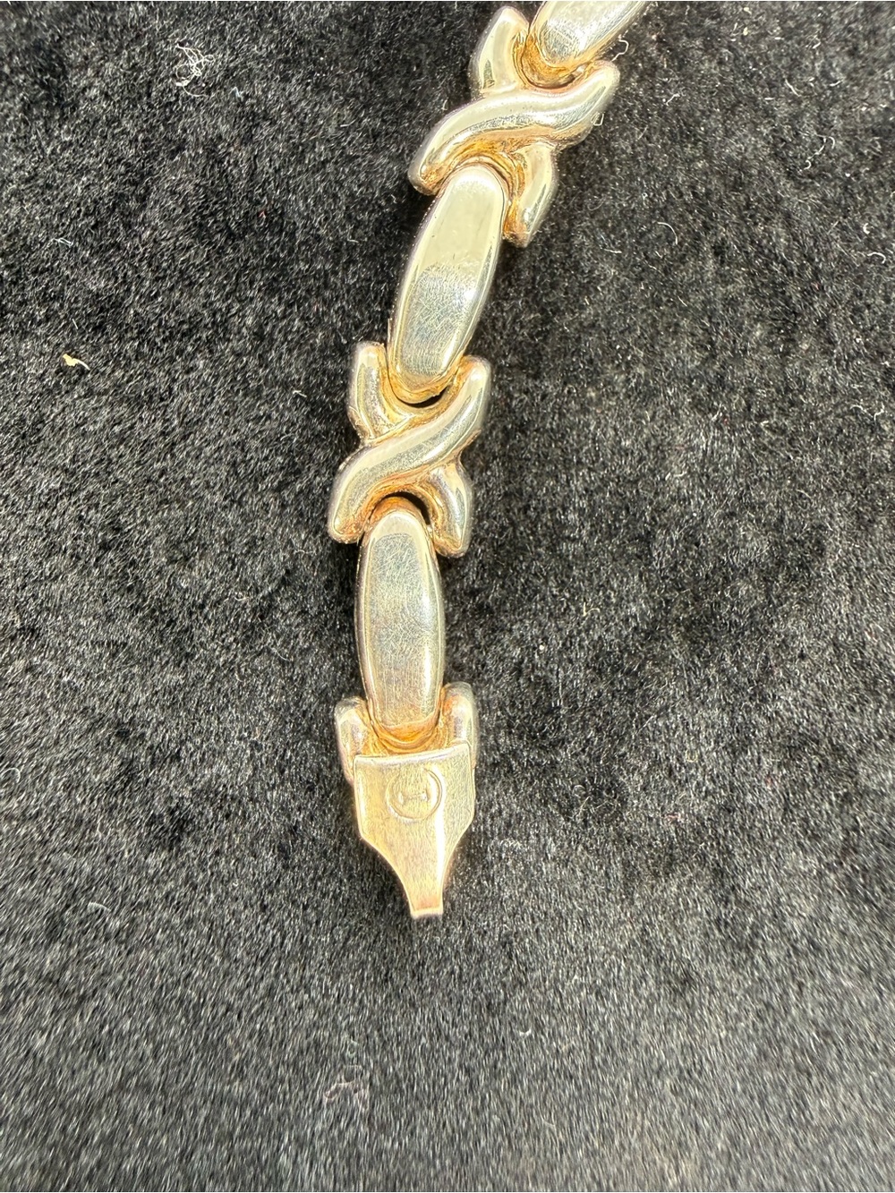 Italy 925 Sterling Silver Two Tone X Link Bracelet 6.75” - Picture 2 of 6